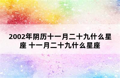 2002年阴历十一月二十九什么星座 十一月二十九什么星座